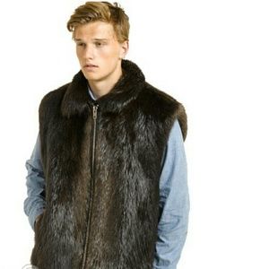Vintage Barnes Men's Genuine Fur Vest